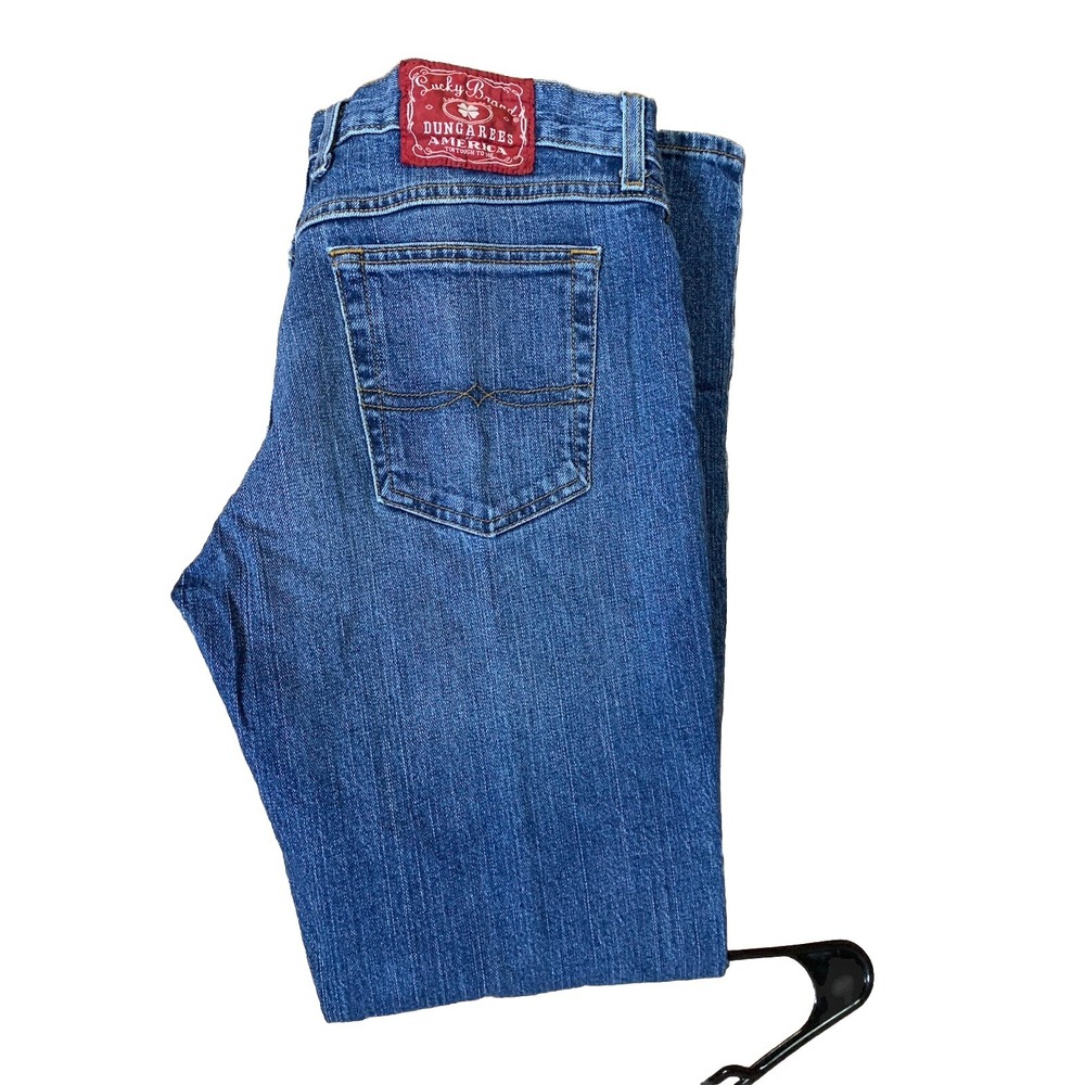 Lucky Brand JOSIE Blue Jeans Wide Dungaree Mid Rise Womens Size 32 Bootcut - Picture 1 of 7